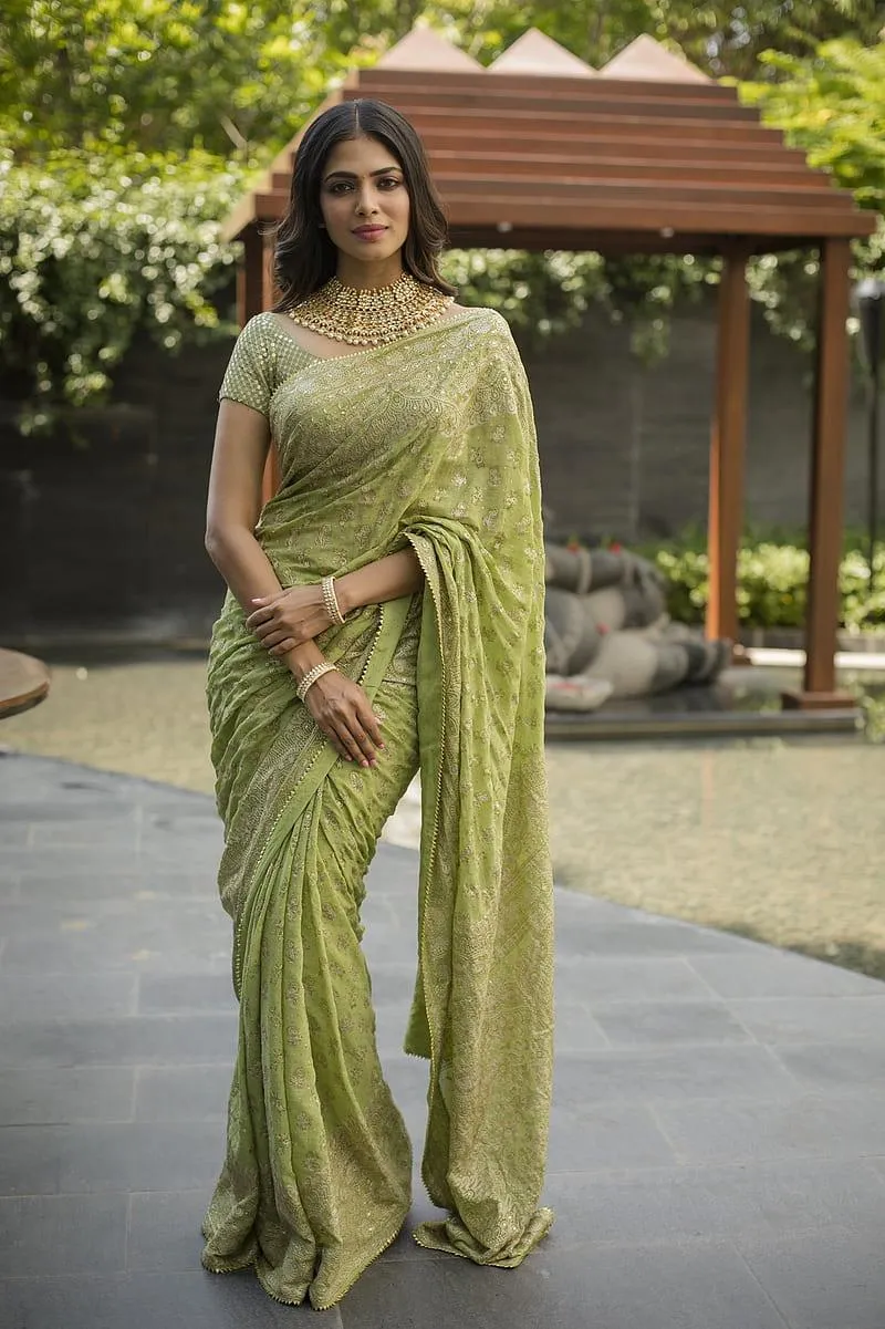 Stunning Malavika Mohanan in Yellow Saree Ethnic Glamour