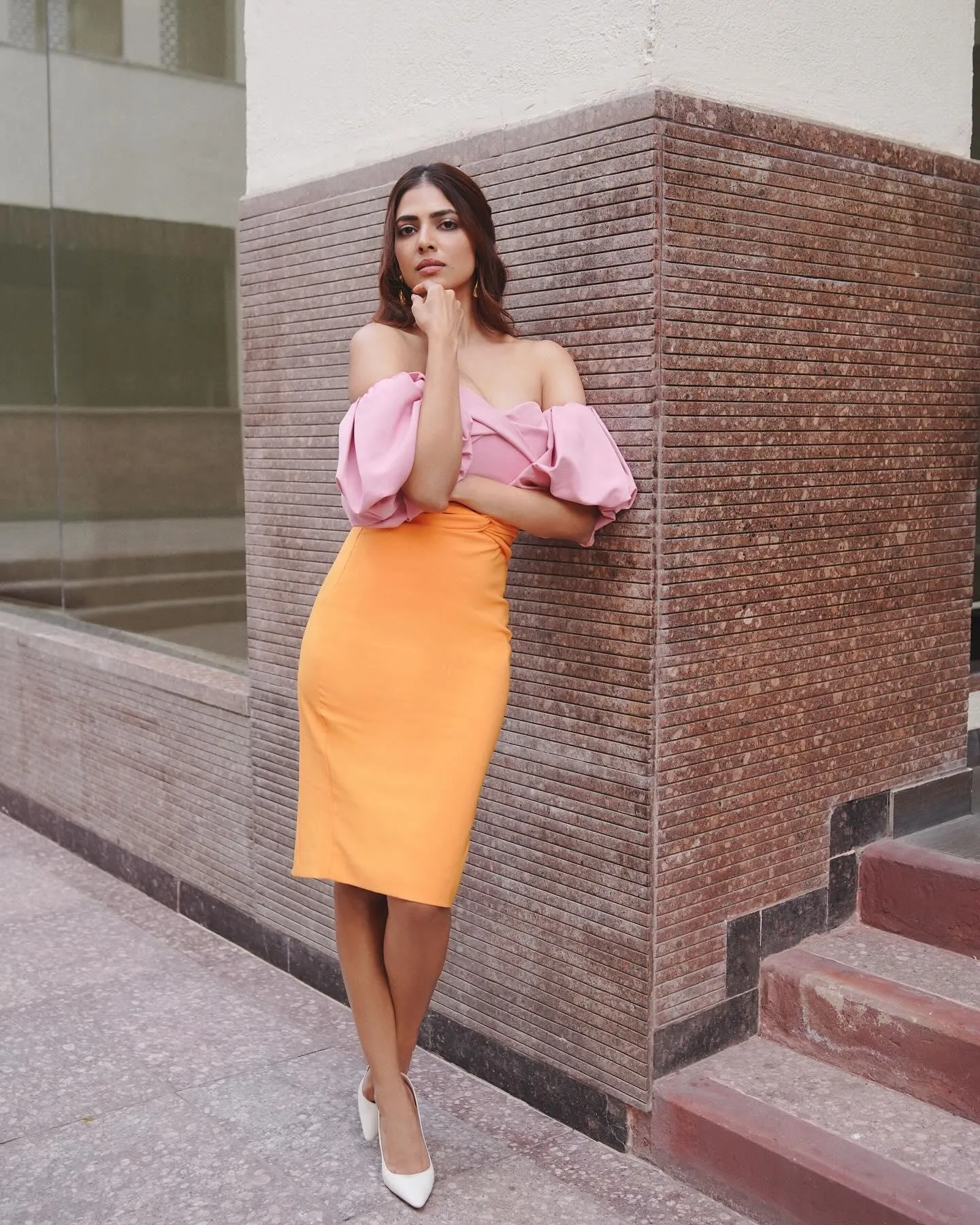 Stunning Malavika Mohanan in Yellow Skirt Elegant Walk