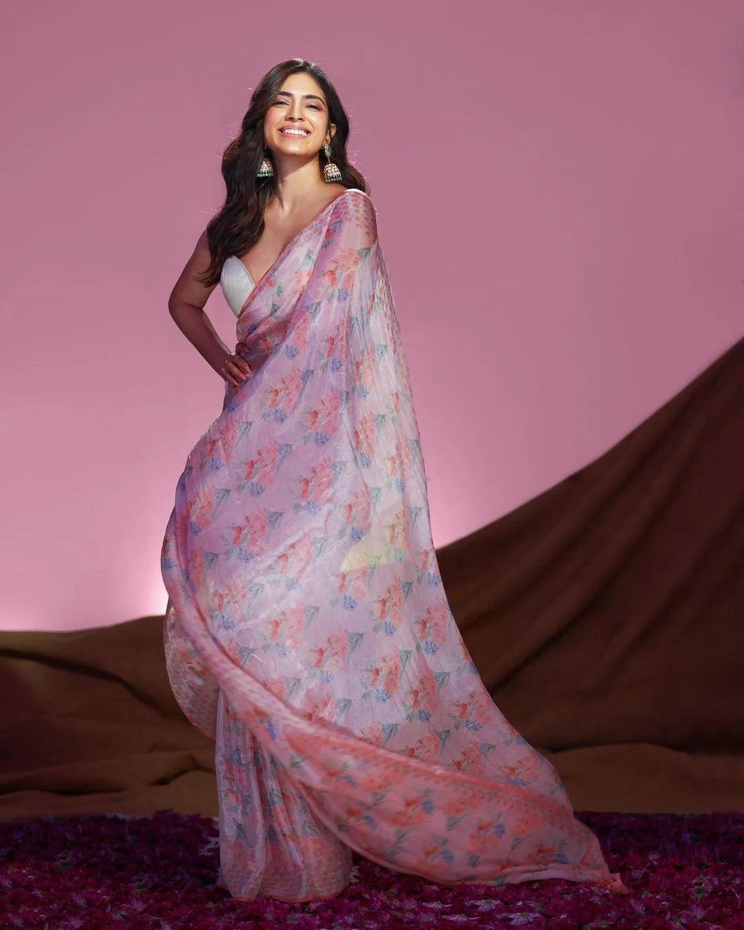Stunning Malavika Mohanan Wearing Elegant Pink Dress Look