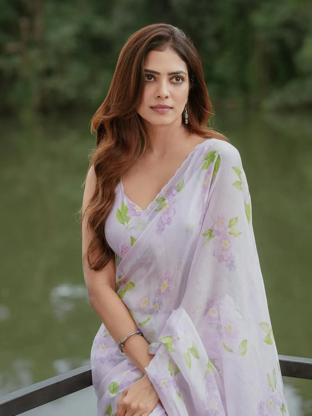 Stunning Malavika Mohanan Wearing Light Floral Outfit Image
