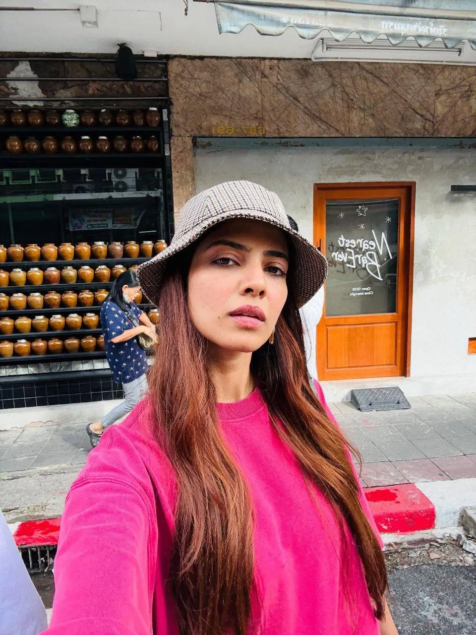 Sultry Malavika Mohanan in Pink Jacket Denim Shorts Look