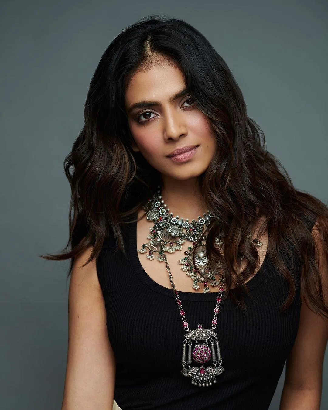 Tempting Malavika Mohanan in Black Outfit Close Smiling