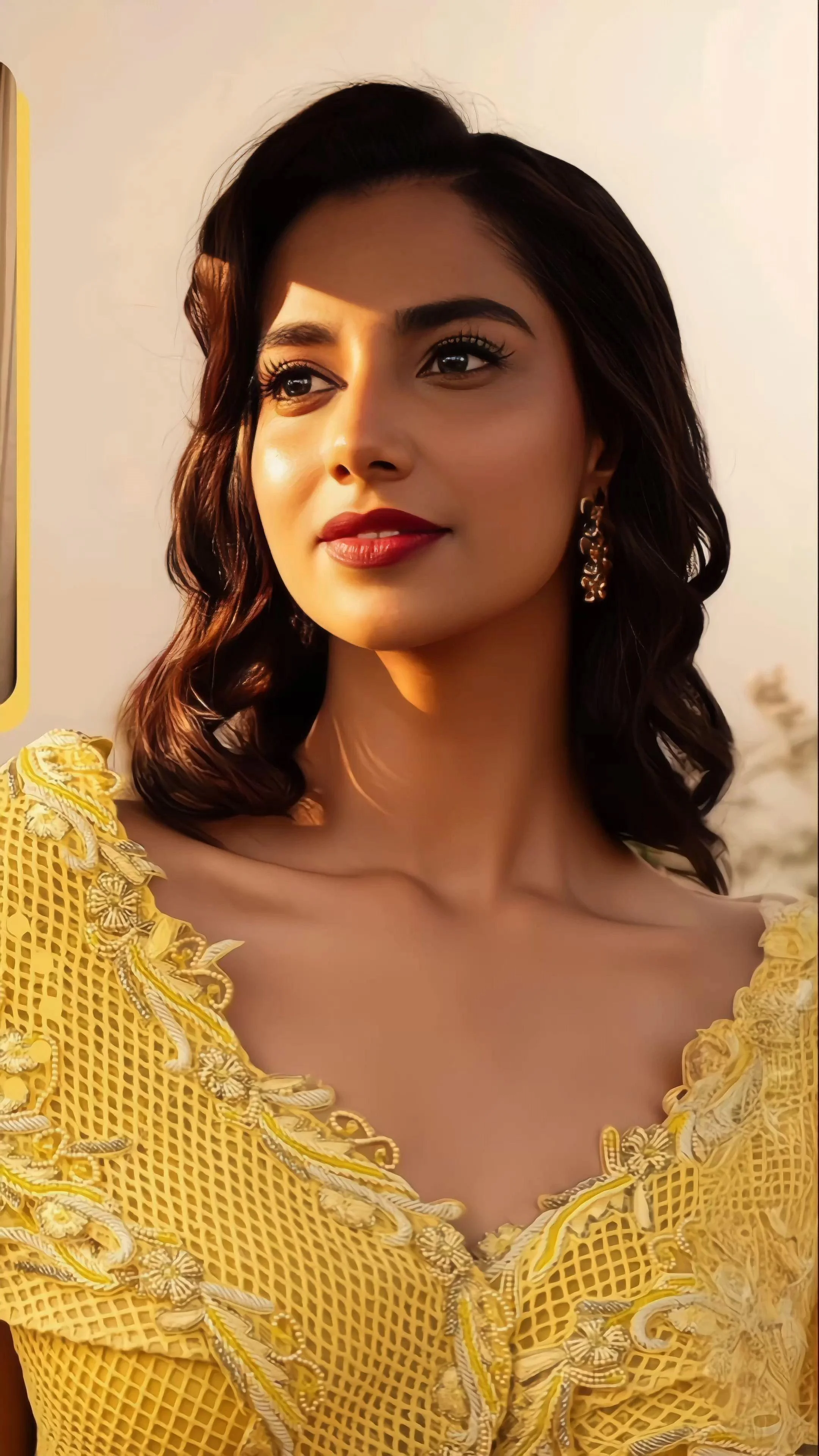 Meenakshi Chaudhary Yellow Dress Wallpaper