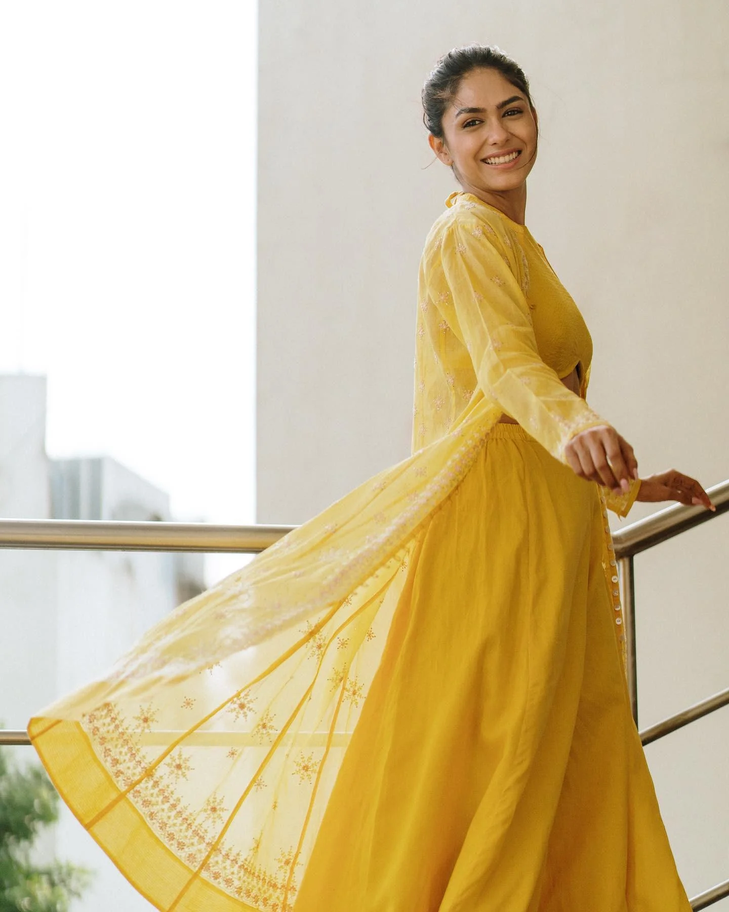 Mrunal Thakur in Yellow Traditional Outfit HD Photo