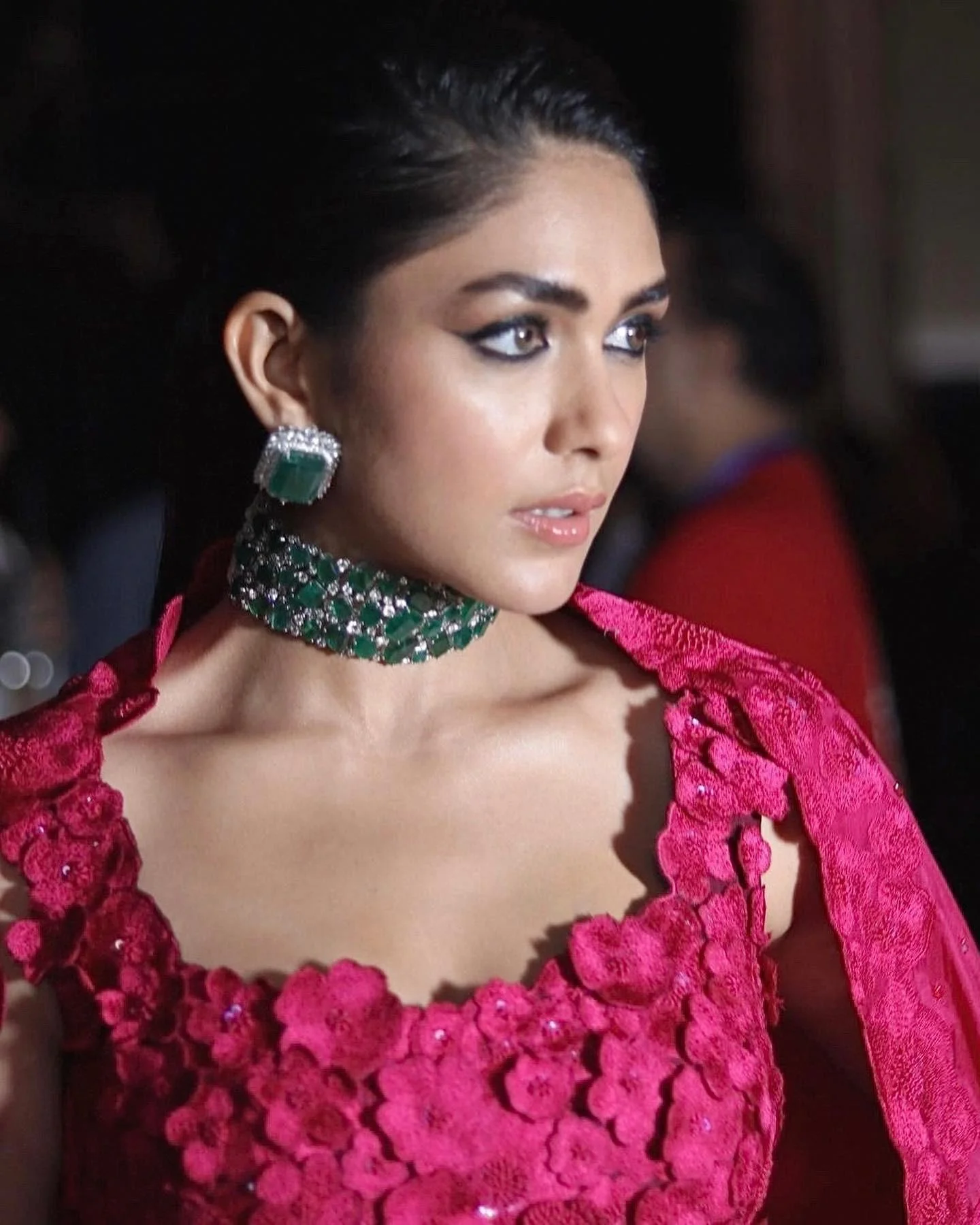 Mrunal Thakur Stuns in Red floral lehenga hD Image