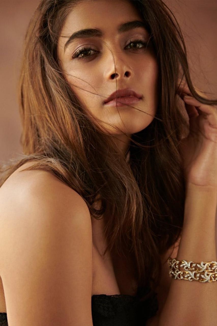 Closeup of Pooja Hegde with Loose Hair and Elegant Jewelry