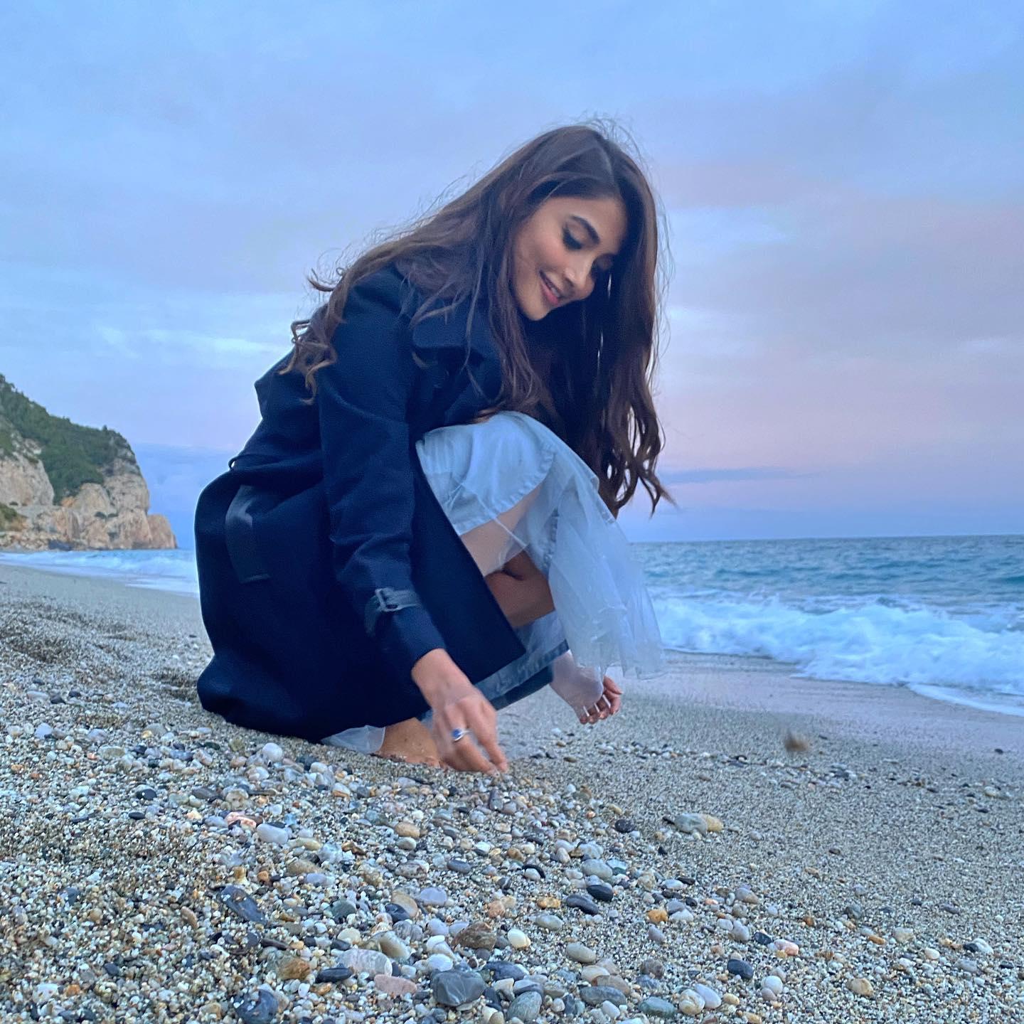 Pooja Hegde Enjoying a Peaceful Evening on the Beach