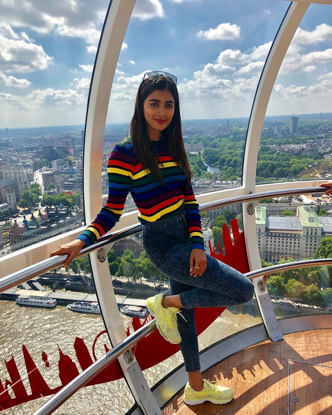 Pooja Hegde Exploring the City in Colorful Casual Wear