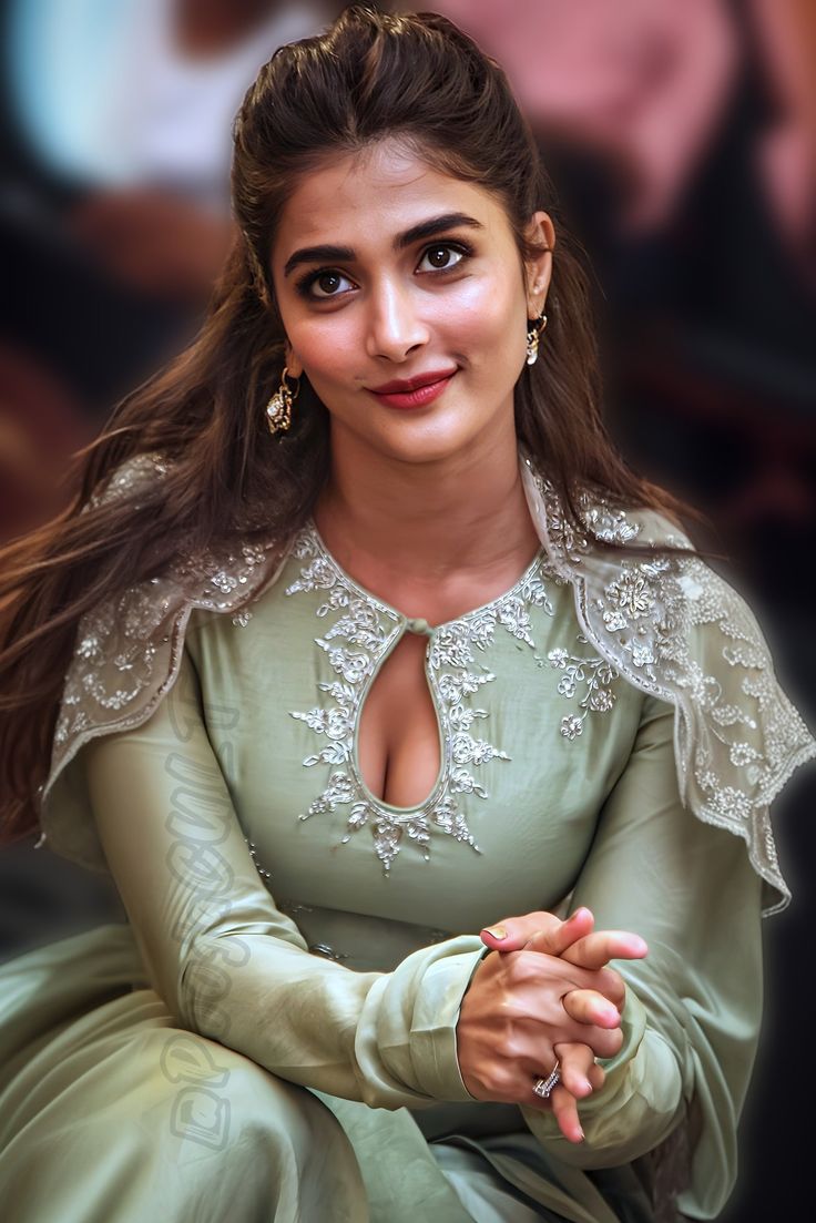 Pooja Hegde Glows in a Soft Green Traditional Dress