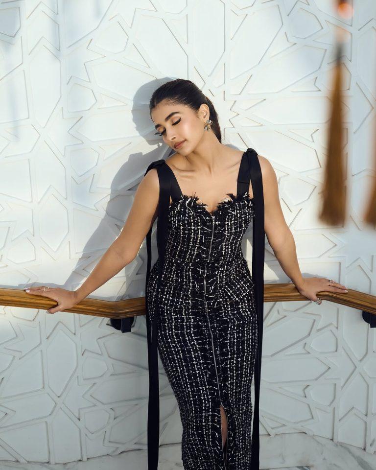 Pooja Hegde in Black Dress At Modern Interior Location