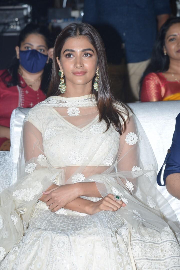 Pooja Hegde in Elegant White Dress At Formal Gathering