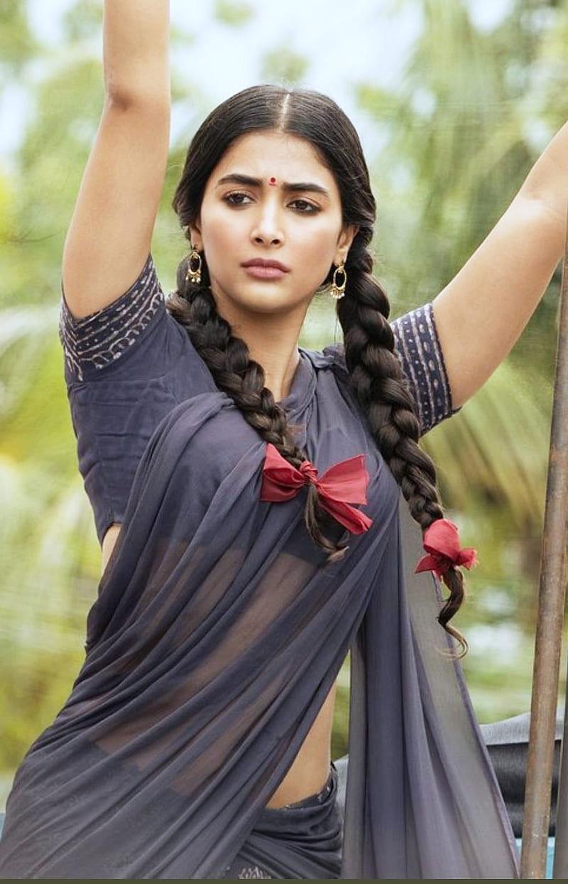 Pooja Hegde in School Uniform with Braided Hair Wallpaper