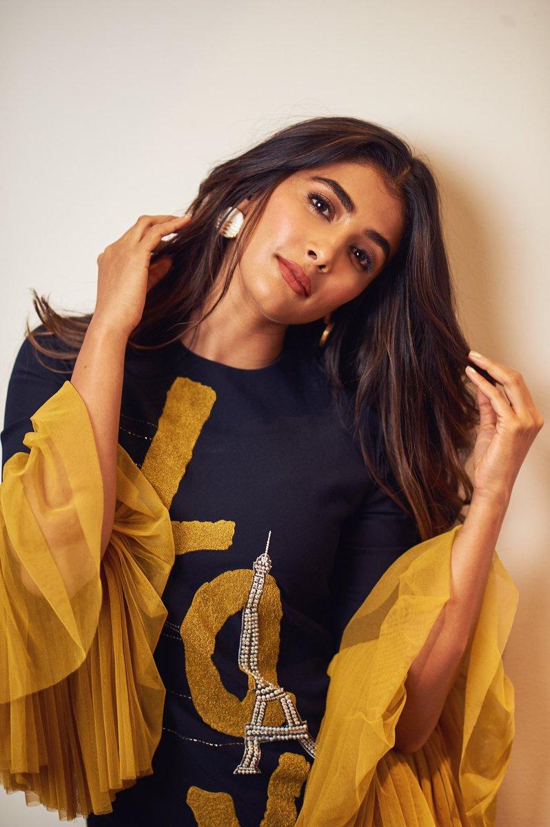 Pooja Hegde in Yellow and Black Stylish Casual Look Image