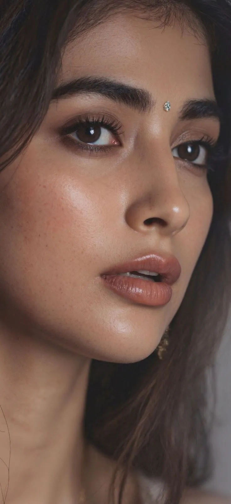 Closeup of Pooja Hegde in Natural Light with Intense Look