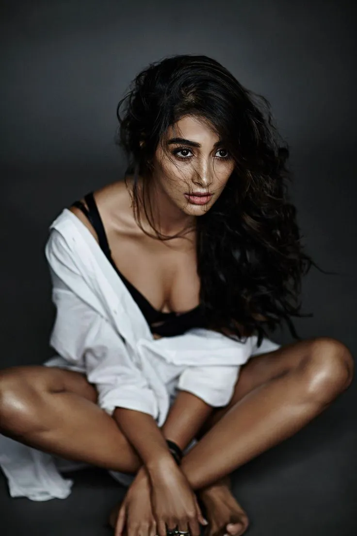 Elegant and Bold Look of Pooja Hegde in White Shirt Ensemble