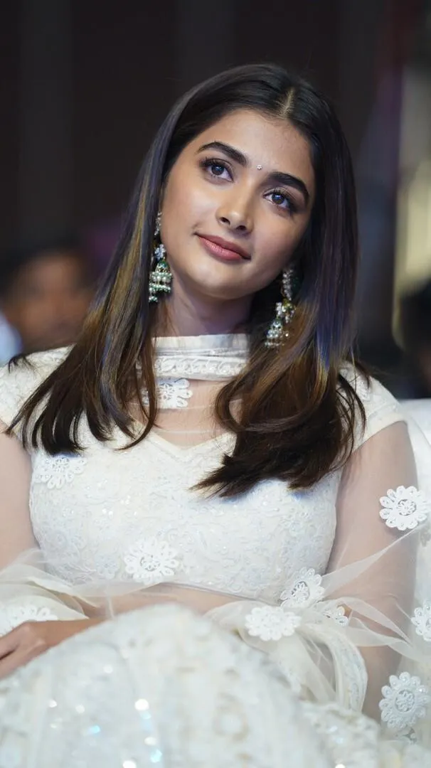 Ethereal Beauty of Pooja Hegde in Classic White Embroidered Dress