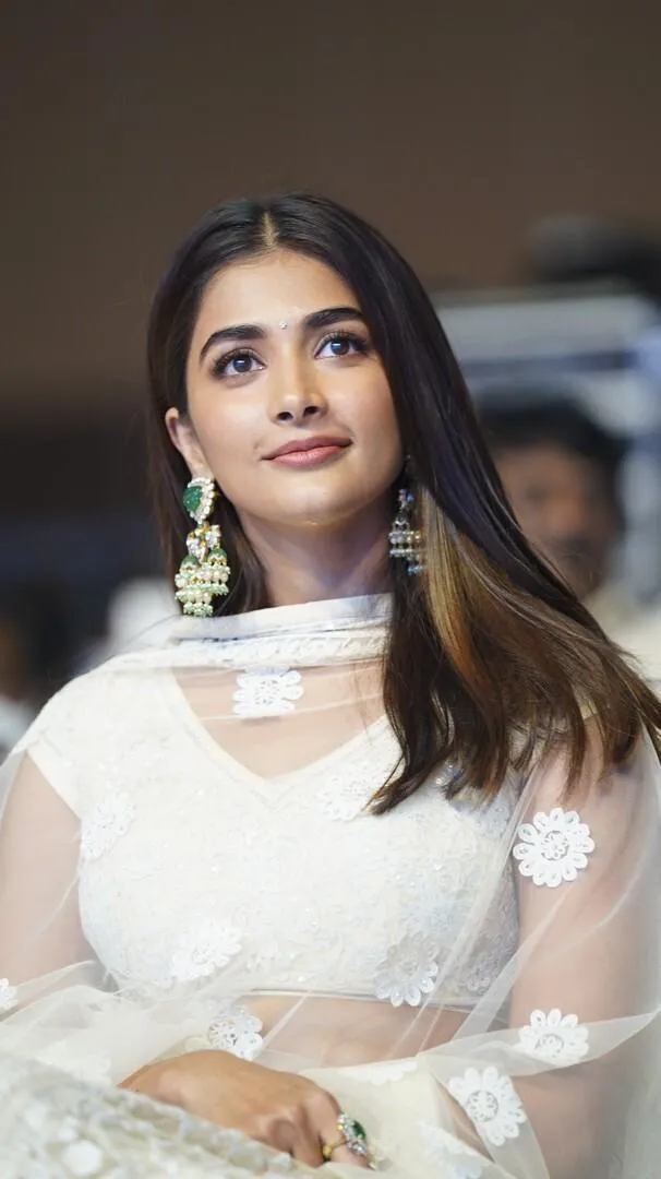 Graceful Portrait of Pooja Hegde in Soft White Ethnic Wear