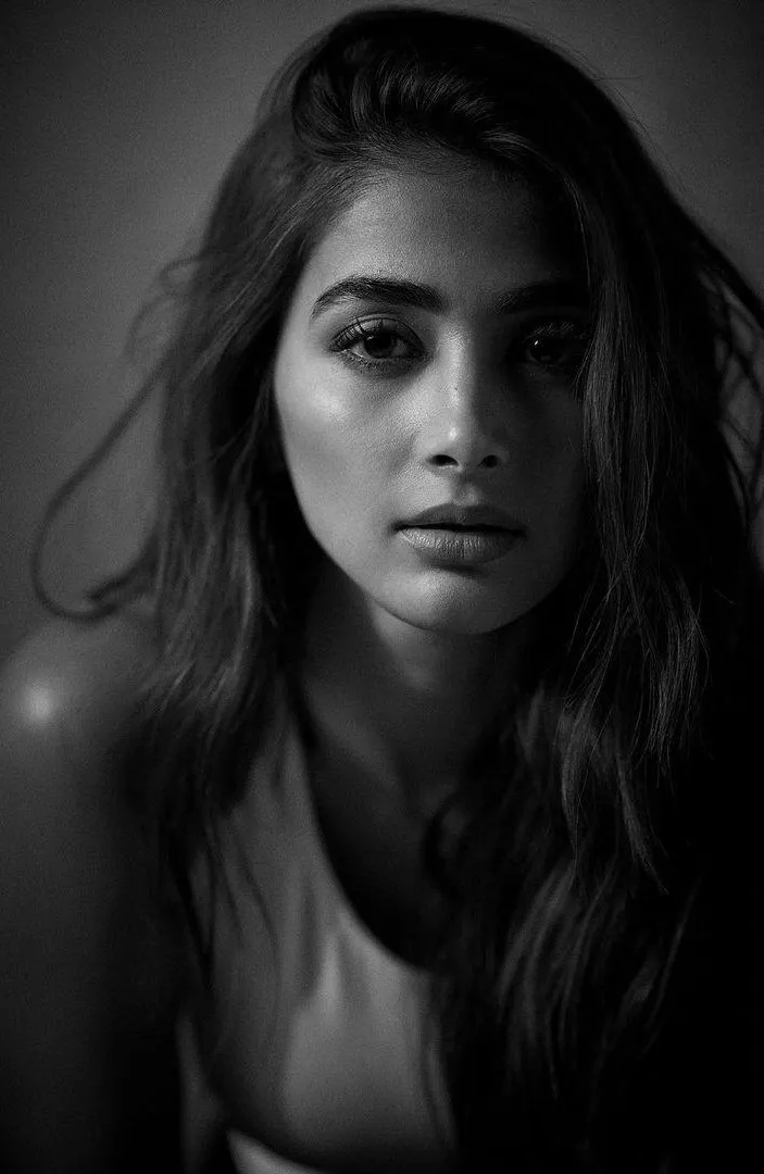 Pooja Hegde Black and White Portrait Artistic Expression