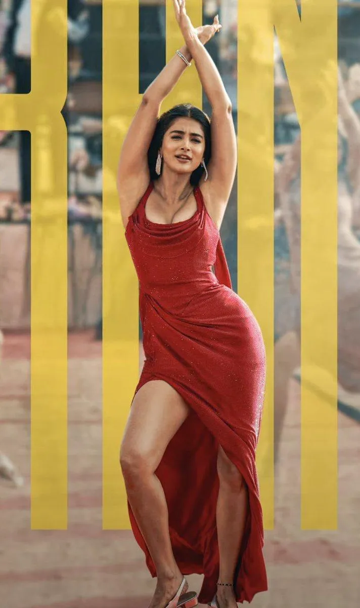 Pooja Hegde Dancing in Red Dress with Joyful Outdoor Energy