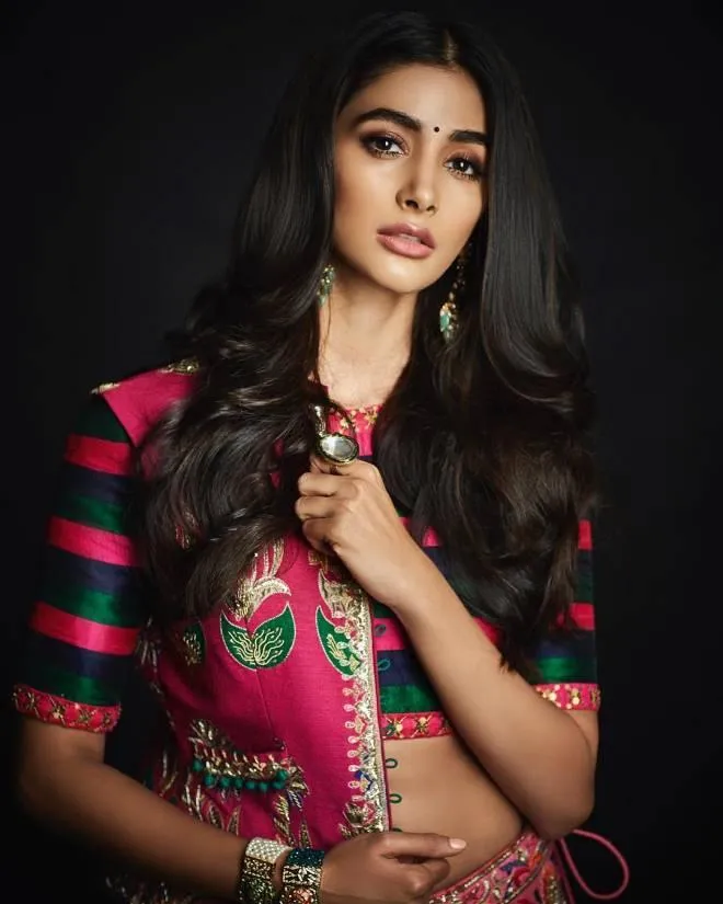 Pooja Hegde Dazzles in Traditional Saree with Bold Jewelry