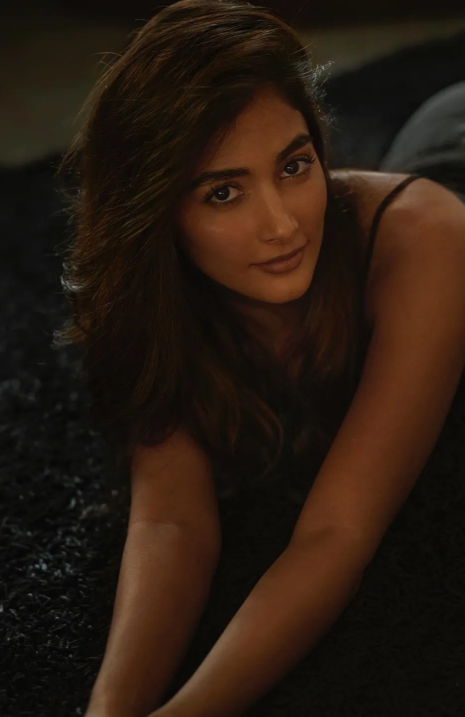Pooja Hegde Giving Intense Look in Dim Moody Lighting