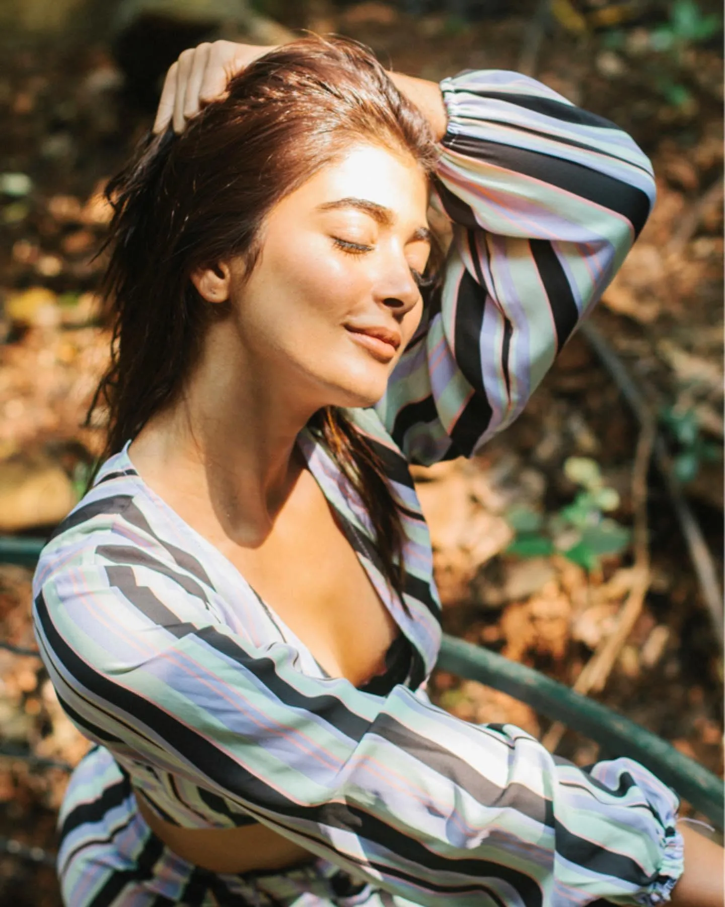 Pooja Hegde in a Relaxed Mood Wearing Striped Shirt