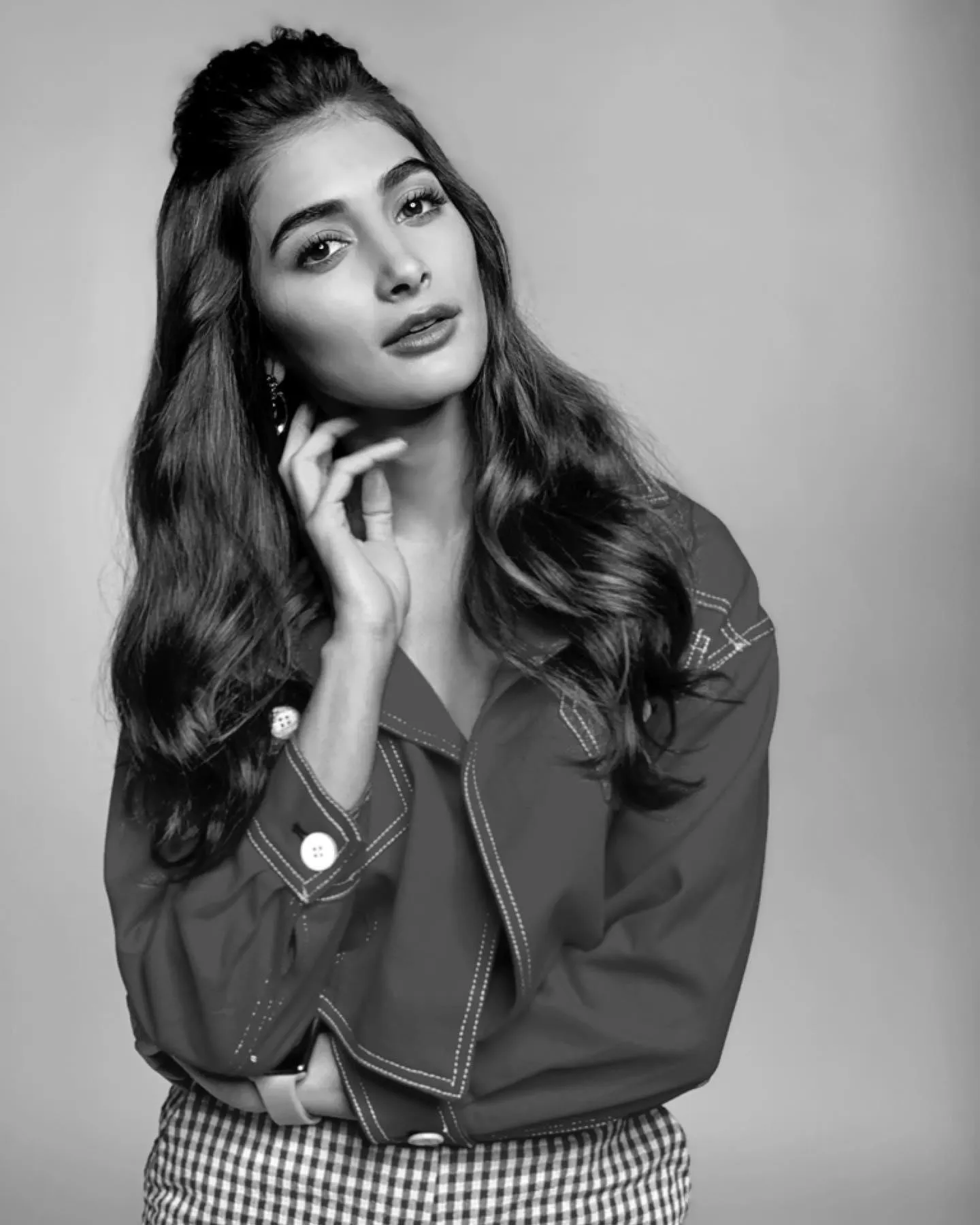 Pooja Hegde in Black and White Classic Portrait Style