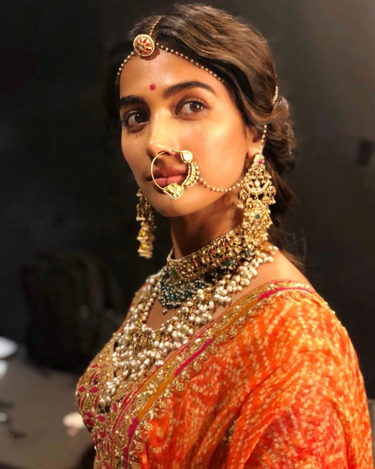 Pooja Hegde in Bridal Attire with Traditional Jewelry