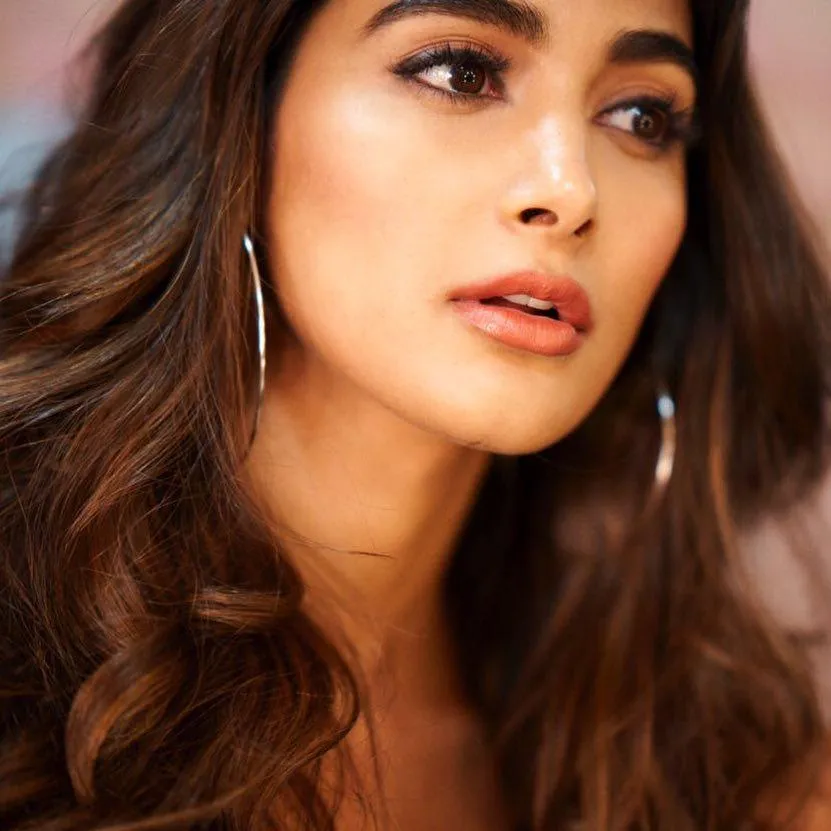 Pooja Hegde in Close Up Glam Look with Hoop Earrings