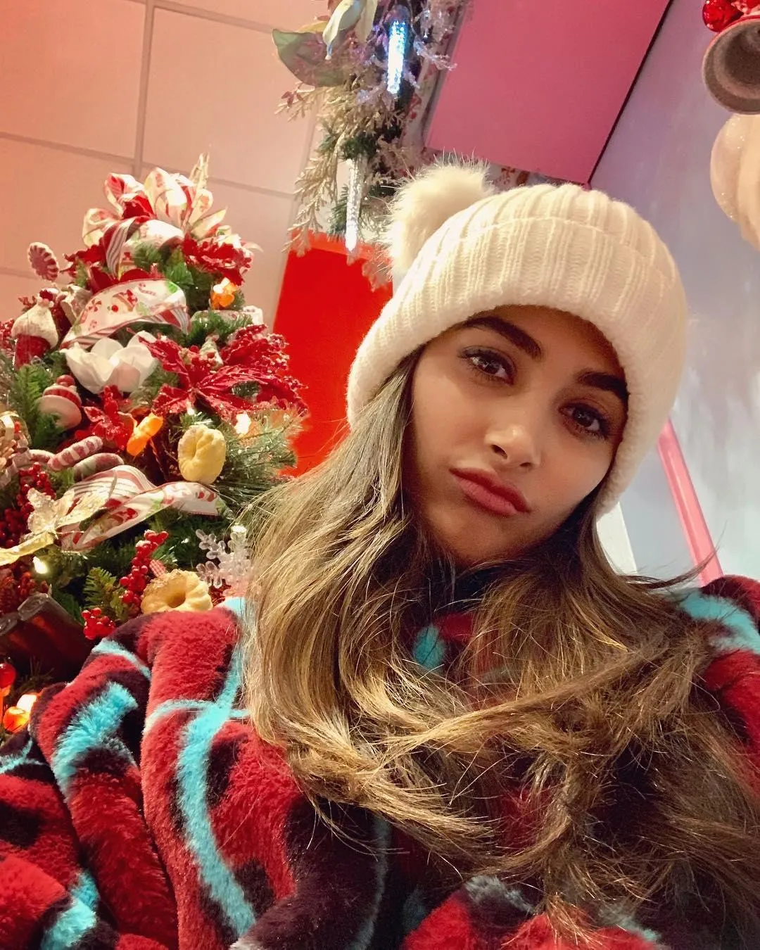 Pooja Hegde in Cozy Winter Look with Beanie and Sweater