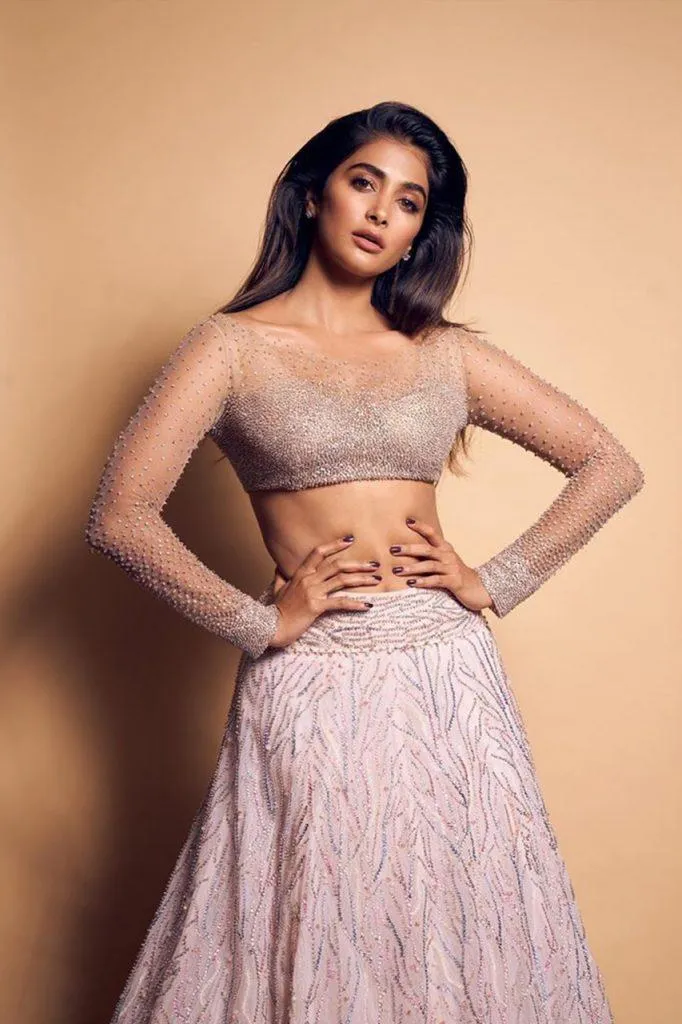 Pooja Hegde in Elegant Embellished Gown with Subtle Makeup