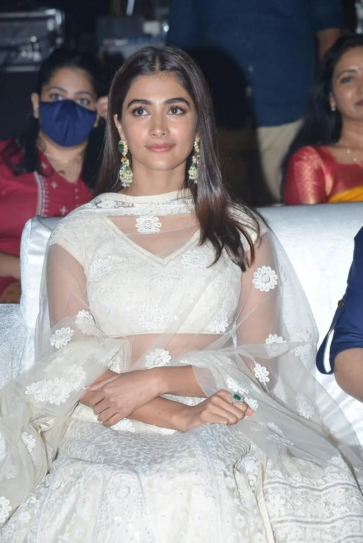 Pooja Hegde in Elegant White Dress At Formal Gathering