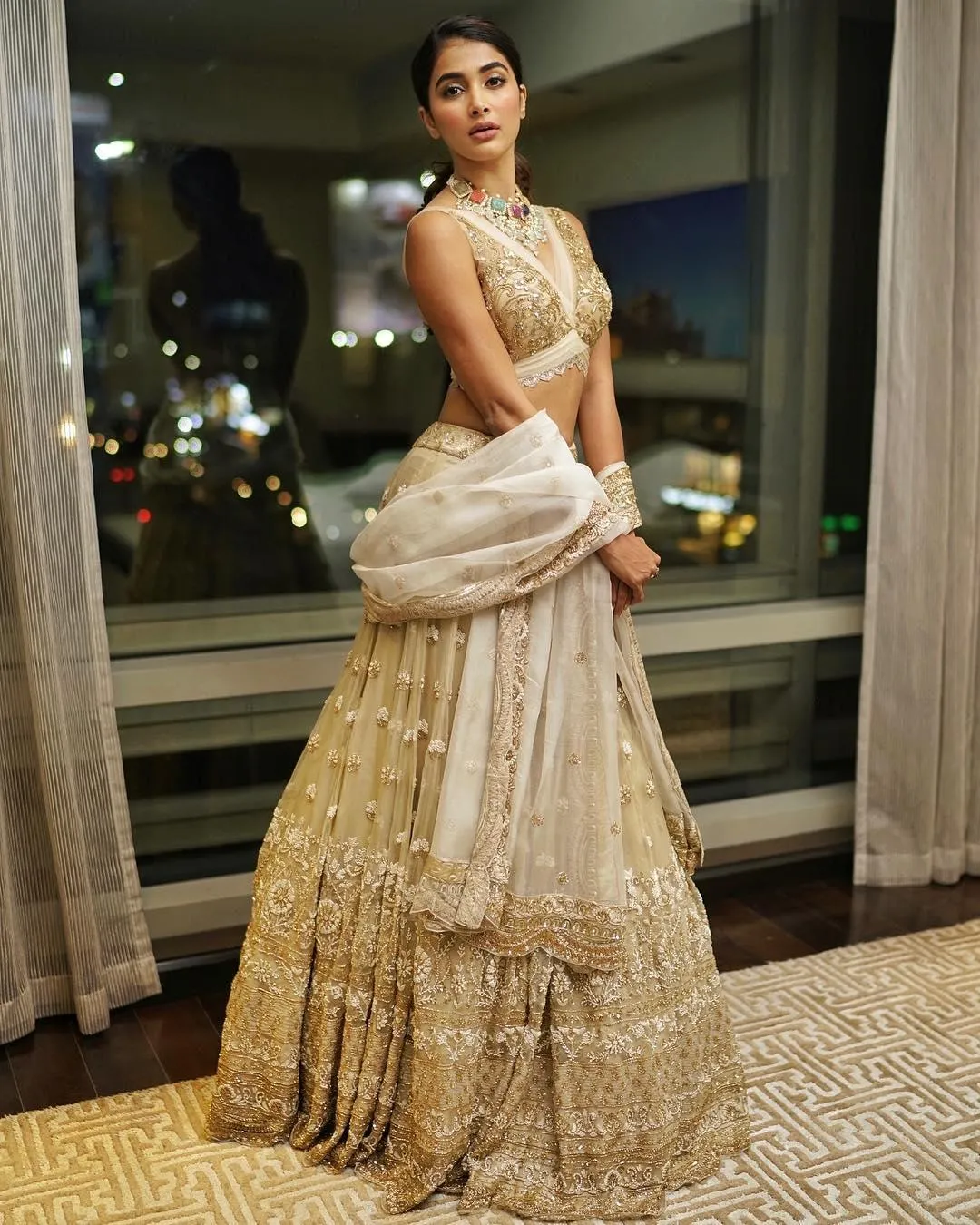 Pooja Hegde in Heavy Embroidered Gown At Indoor Event