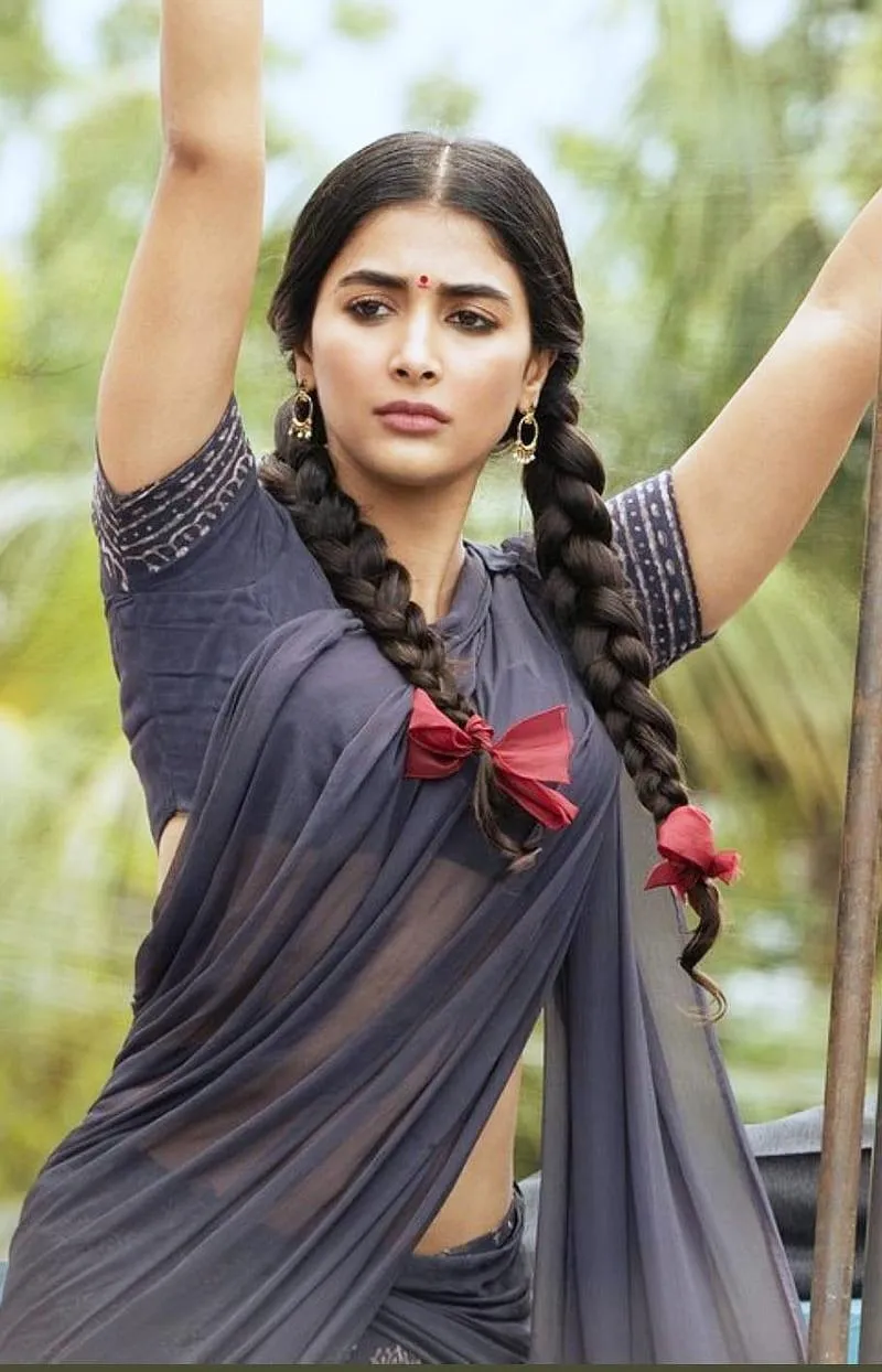 Pooja Hegde in School Uniform with Braided Hair Wallpaper