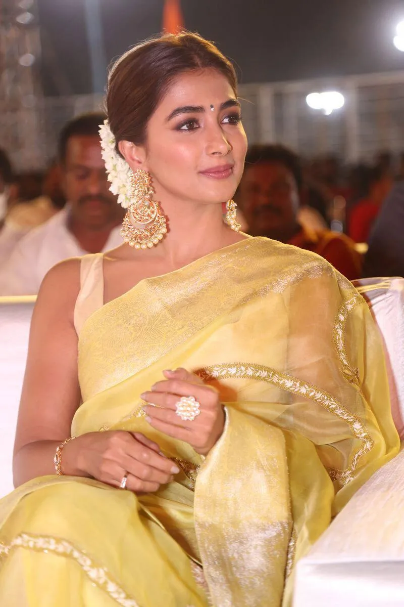 Pooja Hegde in Yellow Saree At Prestigious Film Event