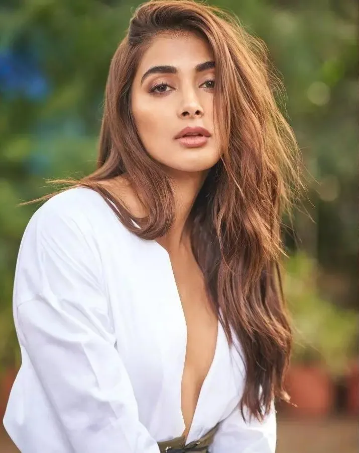 Pooja Hegde Looks Confident in White Shirt Outfit Wallpaper