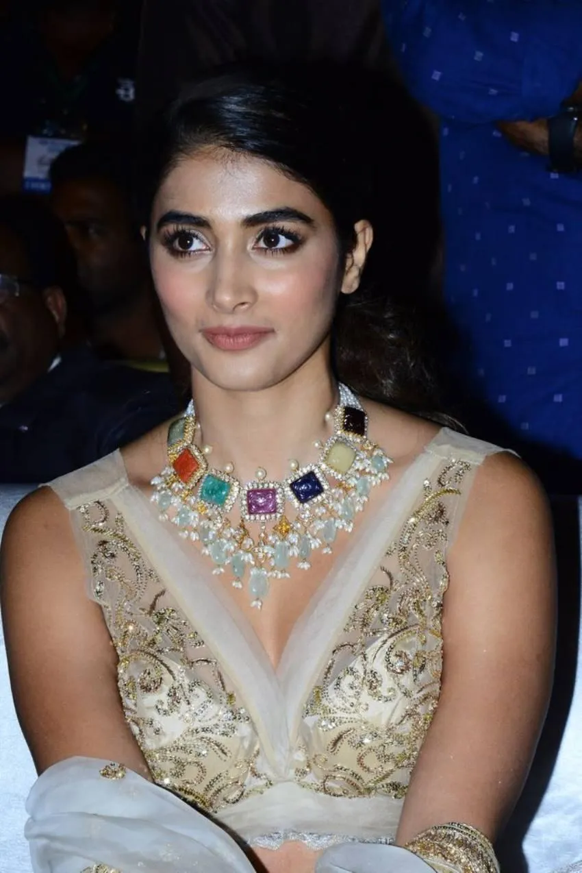 Pooja Hegde Looks Graceful in a Golden Embellished Dress
