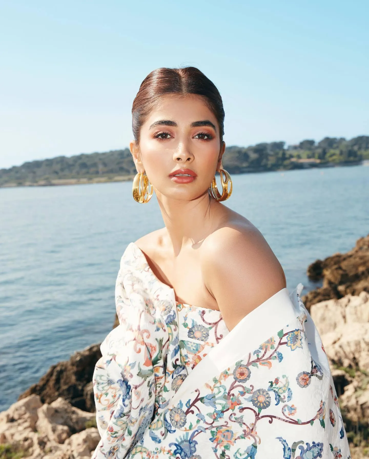 Pooja Hegde Outdoor Photoshoot in White Floral Dress