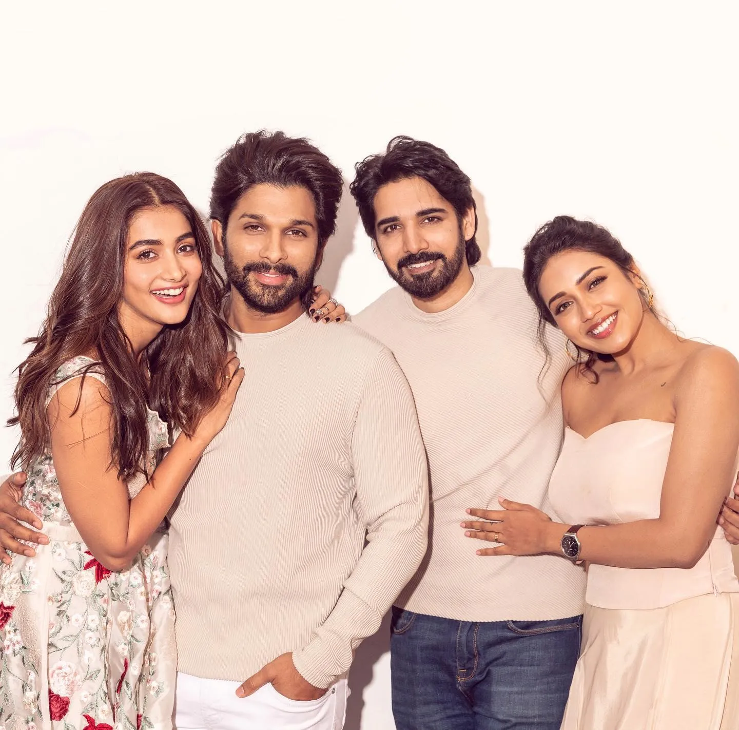 Pooja Hegde Posing Happily with Group of Friends in Casual Wear