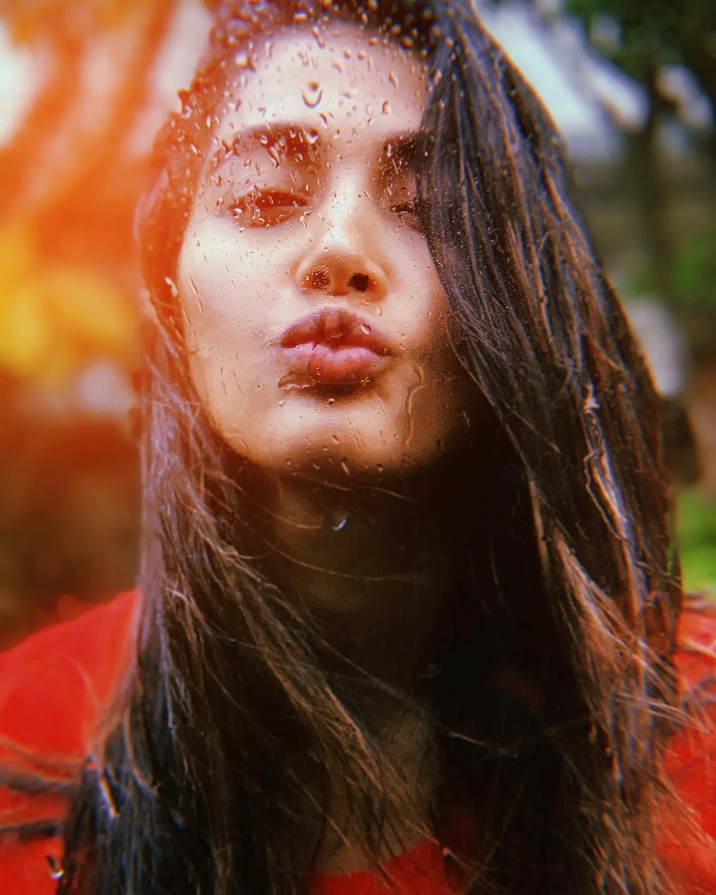 Pooja Hegde Posing in Red with Wet Hair and Sunlight Glow