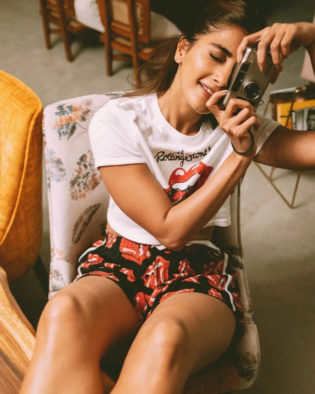 Pooja Hegde Relaxing Casually in Shorts and Tshirt Image