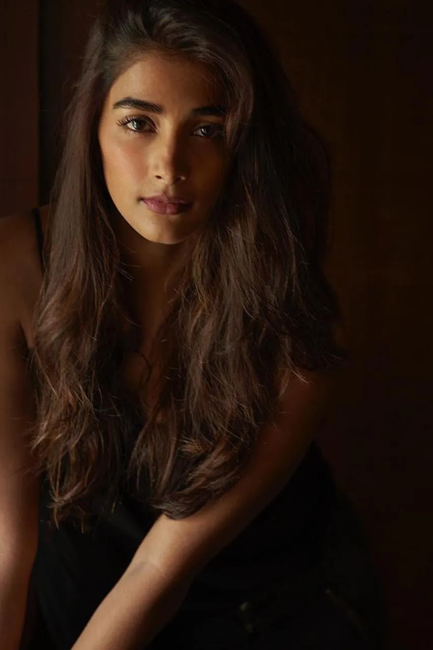 Pooja Hegde with Wavy Hair in Low Light Indoor Portrait
