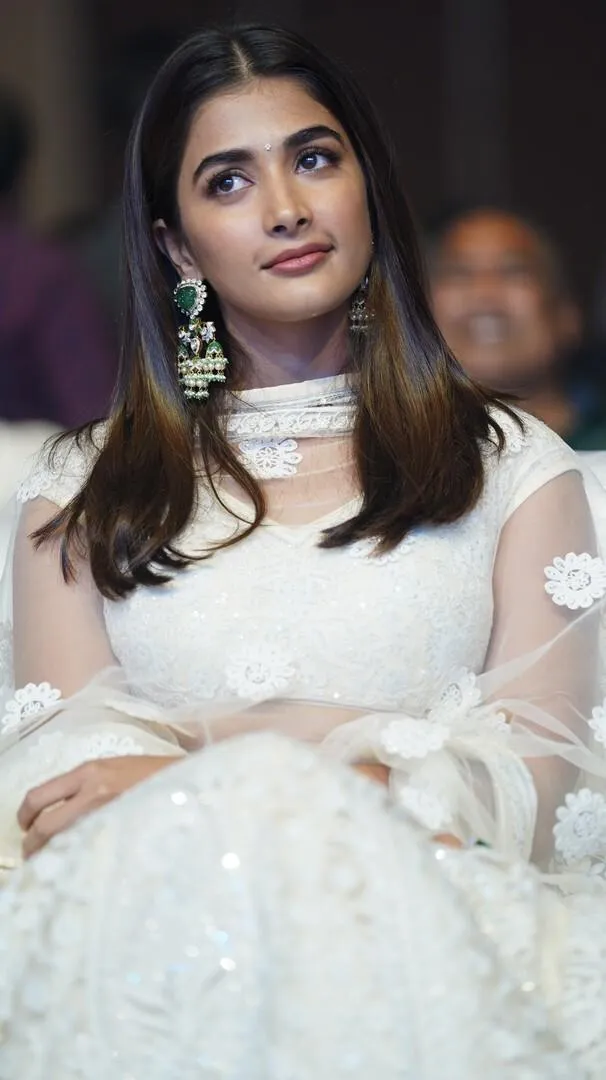 Regal and Calm Pooja Hegde in Embroidered White Ethnic Dress