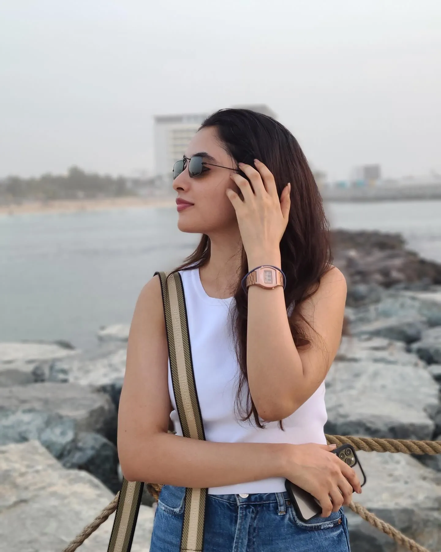 Casual Outdoor Look of Priyanka Arul Mohan near the Sea