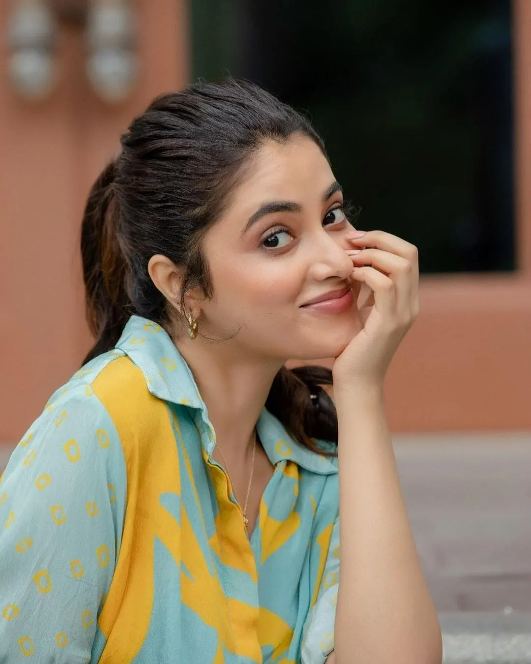 Casual Priyanka Arul Mohan Smiling Brightly with Blue Outfit