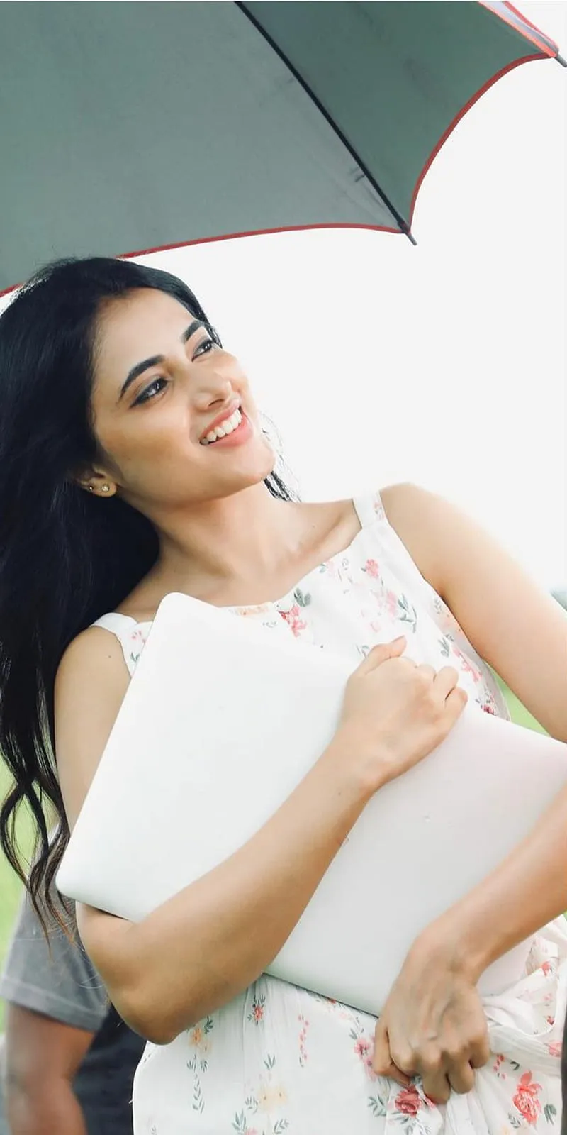 Charming Priyanka Arul Mohan with Umbrella in White HD
