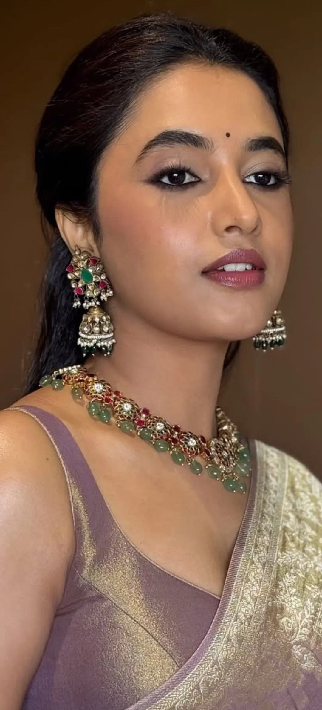Close Up of Priyanka Mohan Wearing a Saree Looking Intensely