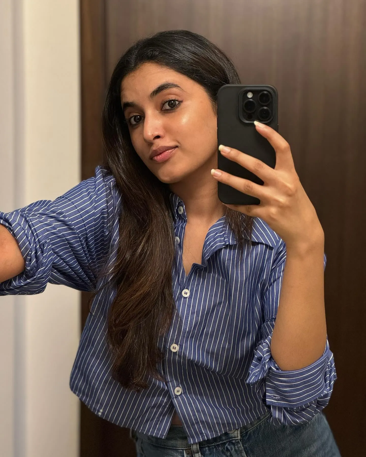 Cute Image of Priyanka Mohan in a Blue Striped Dress