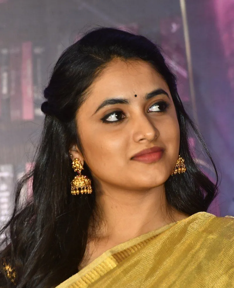 Elegant Priyanka Arul Mohan Wearing a Gold Silk Saree HD