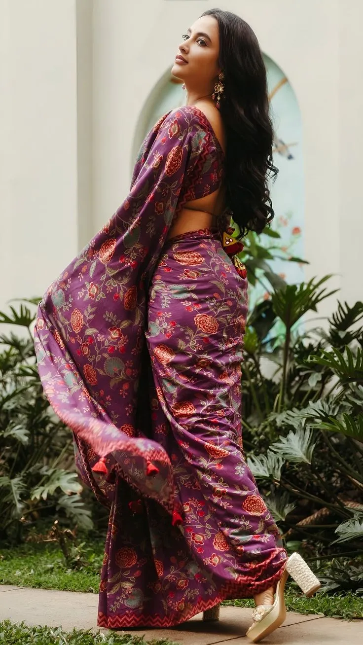 Fashionable Priyanka Arul Mohan Wearing a Floral Saree image